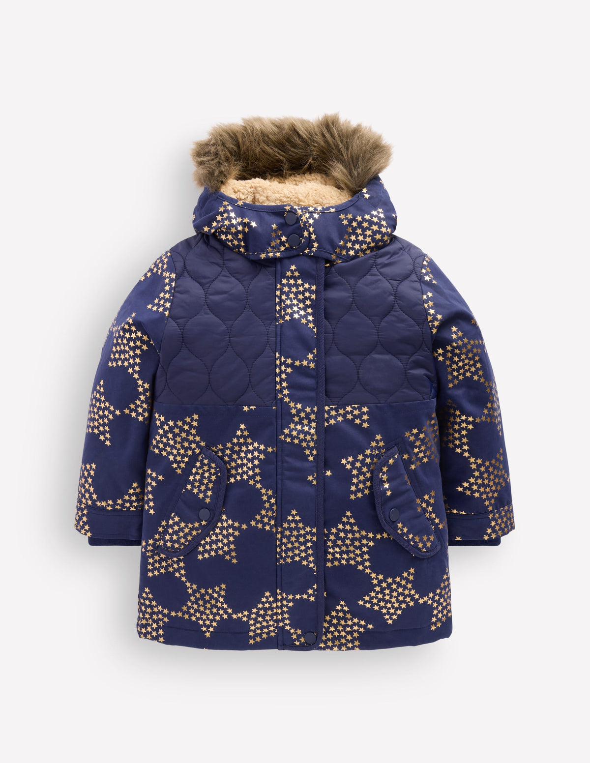 Joni Gesteppter Parka-Schuluniform-Marineblau Folienstern - Image 1