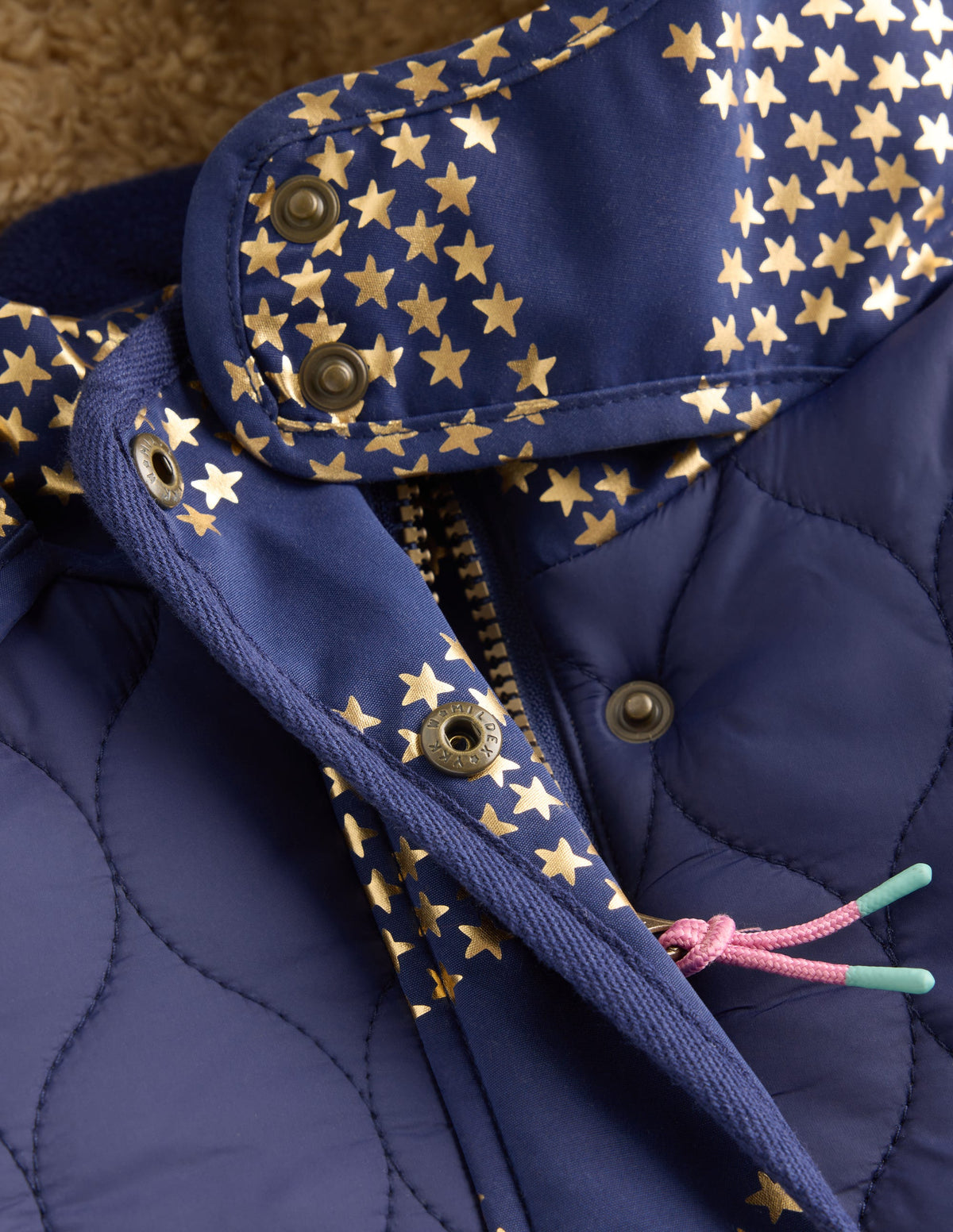 Joni Gesteppter Parka-Schuluniform-Marineblau Folienstern-3