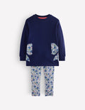 Lustiges Set mit Sweatshirt-Tunika-Marineblau Schleifen