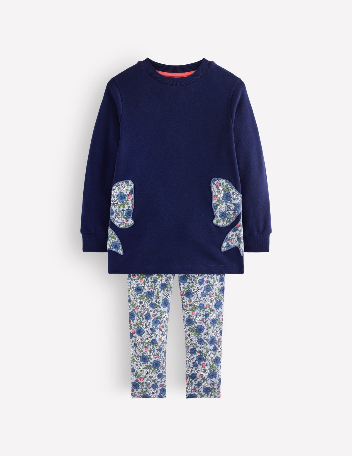 Lustiges Set mit Sweatshirt-Tunika-Marineblau Schleifen-1
