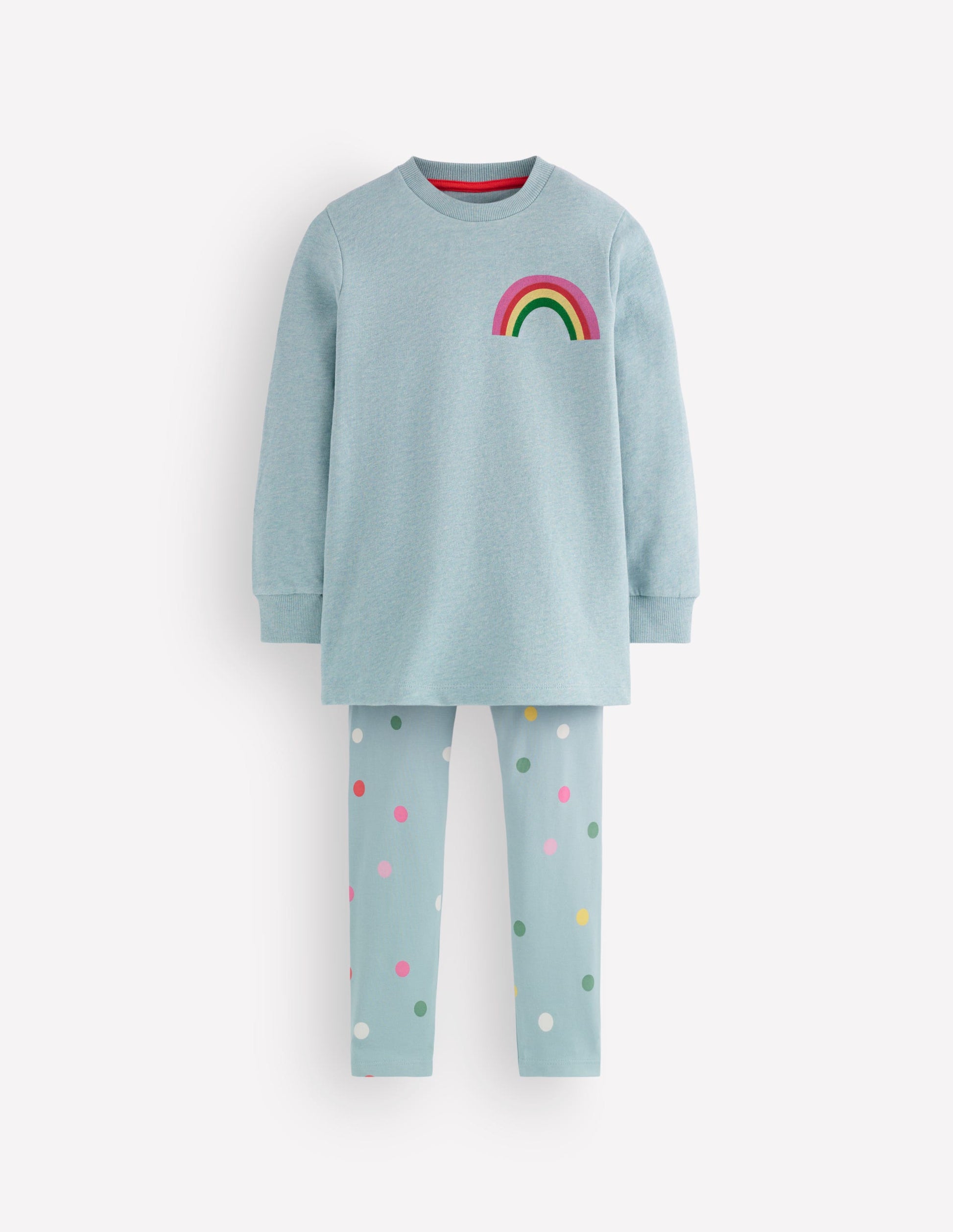 Lustiges Set mit Sweatshirt-Tunika-Blau mit Regenbogen-1