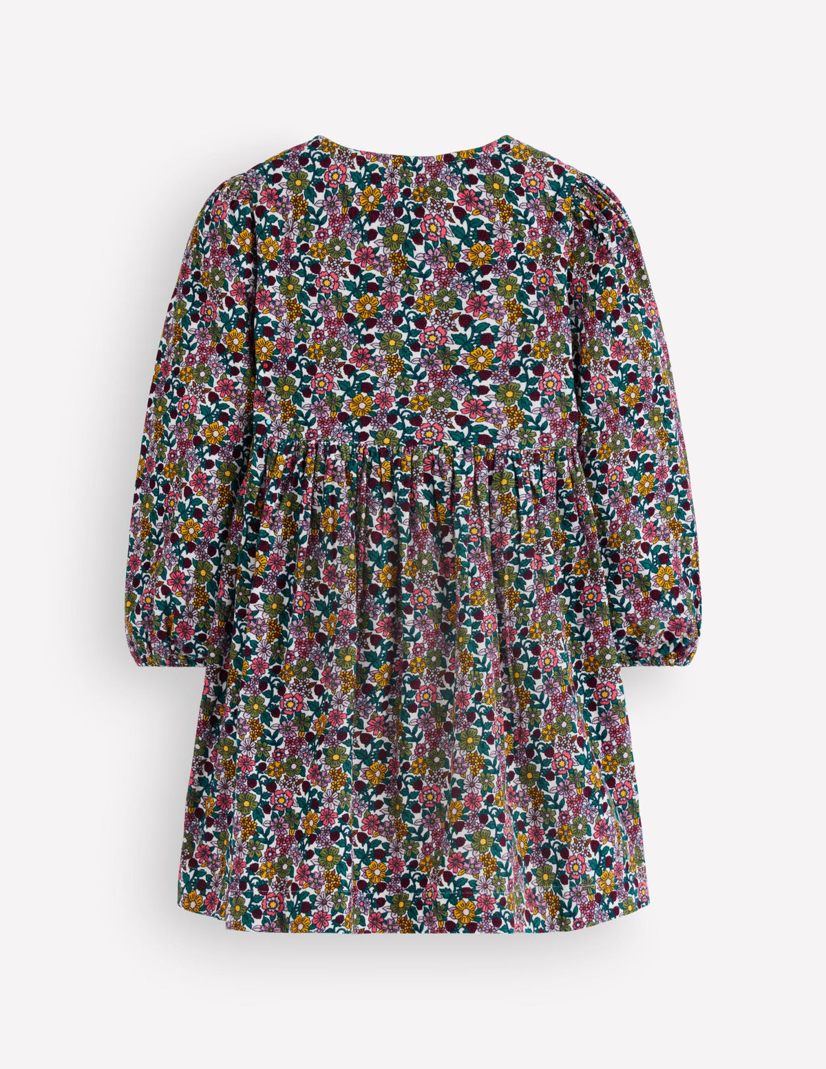 Norah Kleid mit Schleife und Knopfleiste-Cord mit Blumenmuster-3