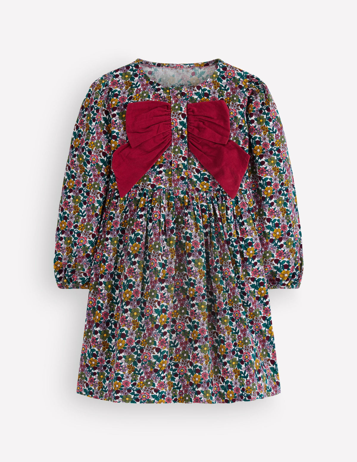 Norah Kleid mit Schleife und Knopfleiste-Cord mit Blumenmuster - Image 2