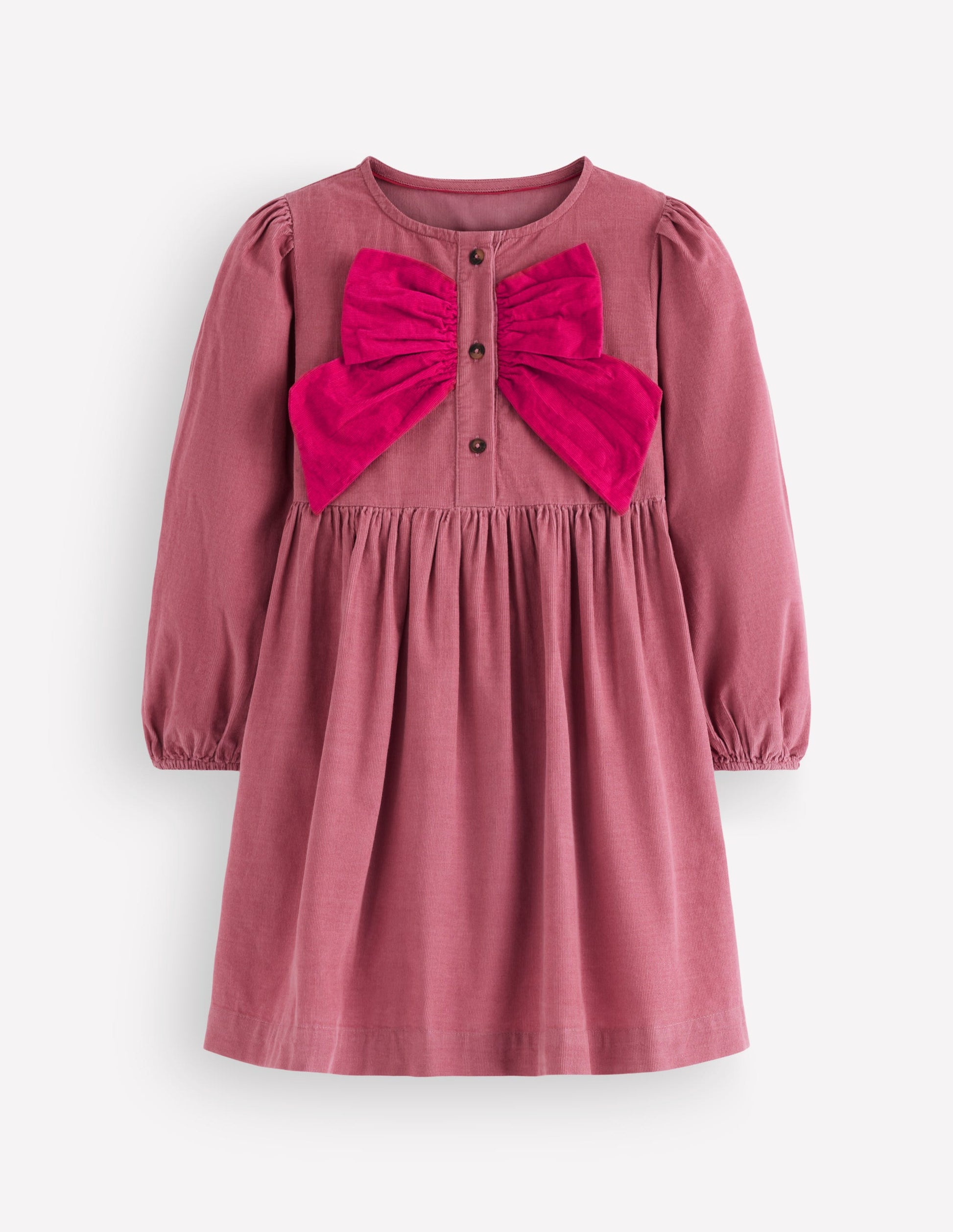 Norah Kleid mit Schleife und Knopfleiste-Rosa Heide-2