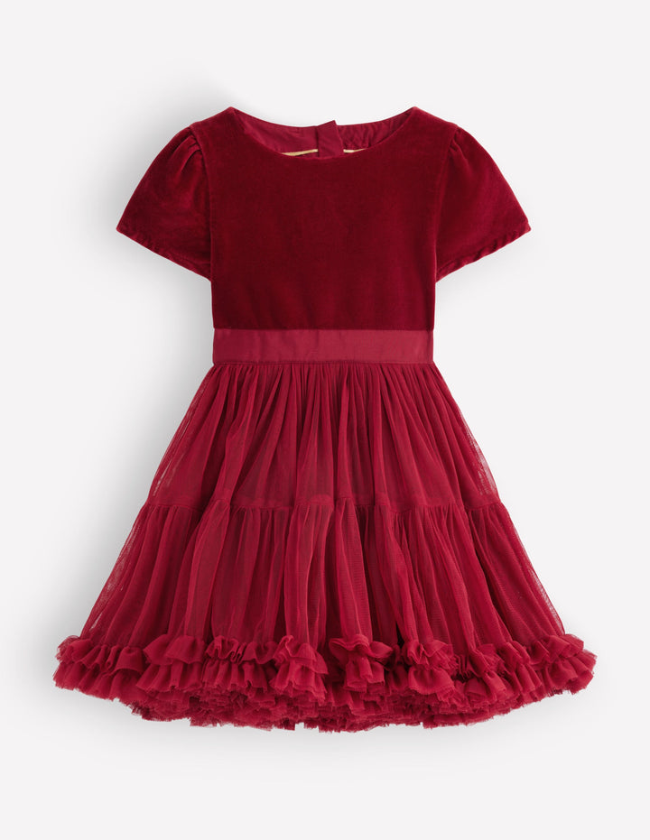 Robe de cérémonie en velours et tulle-Rouge rythmique