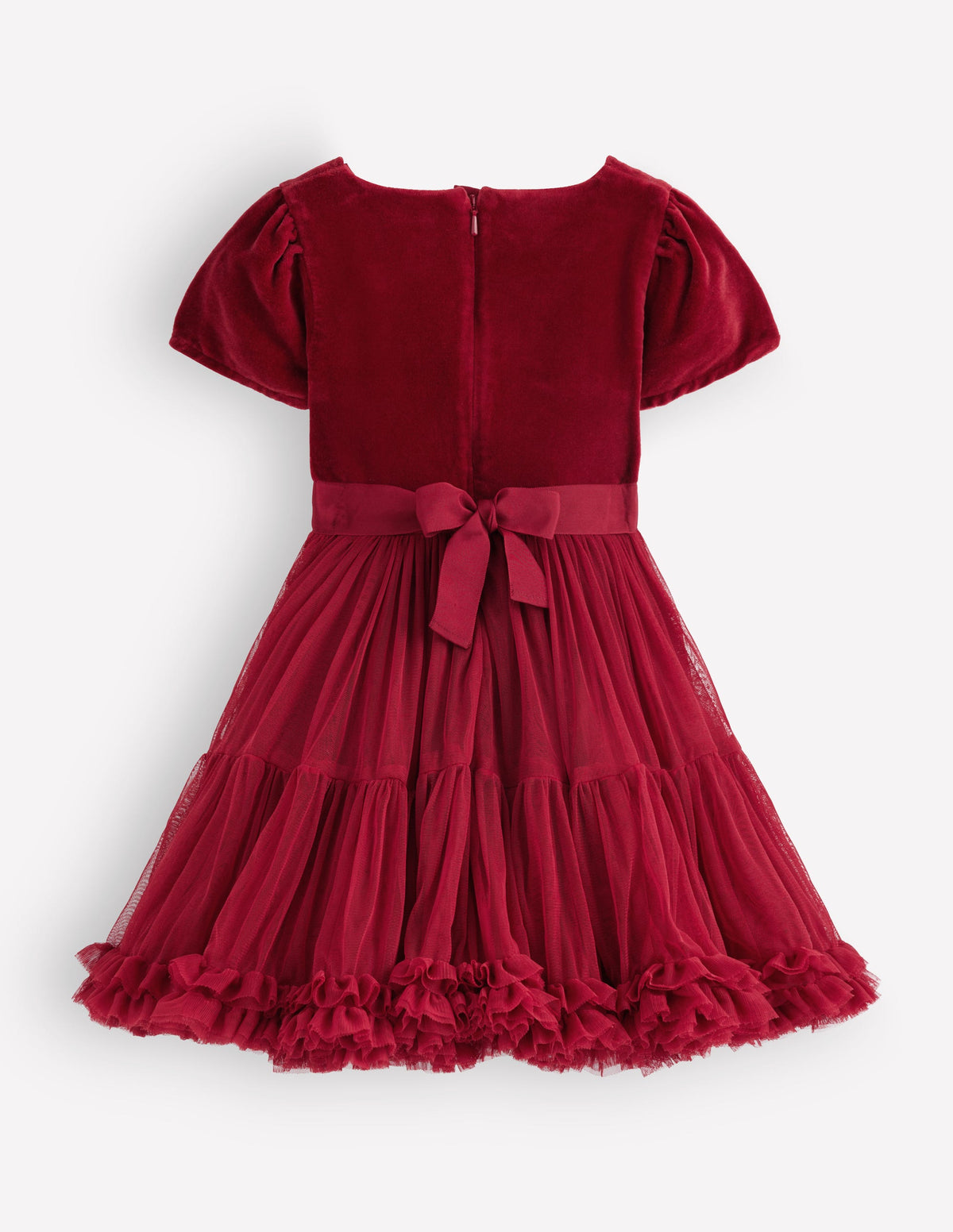 Tüllkleid mit Velours für besondere Anlässe-Rhythmisches Rot-2
