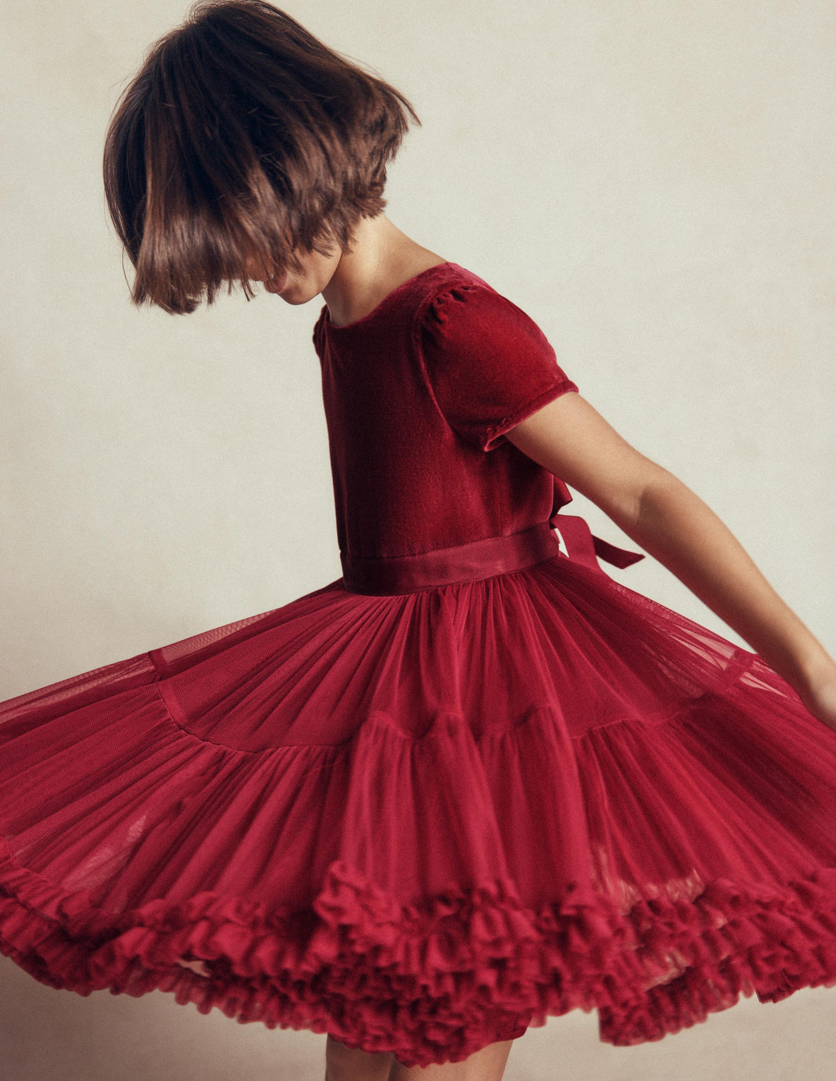 Tüllkleid mit Velours für besondere Anlässe-Rhythmisches Rot - Image 2