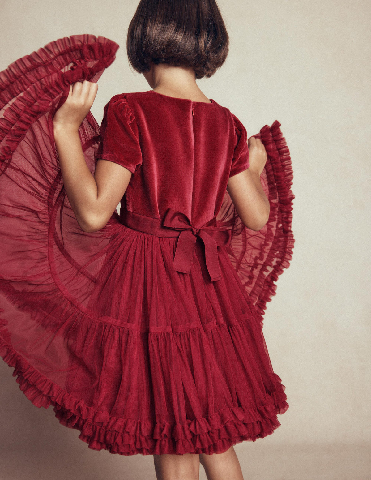 Tüllkleid mit Velours für besondere Anlässe-Rhythmisches Rot - Image 4