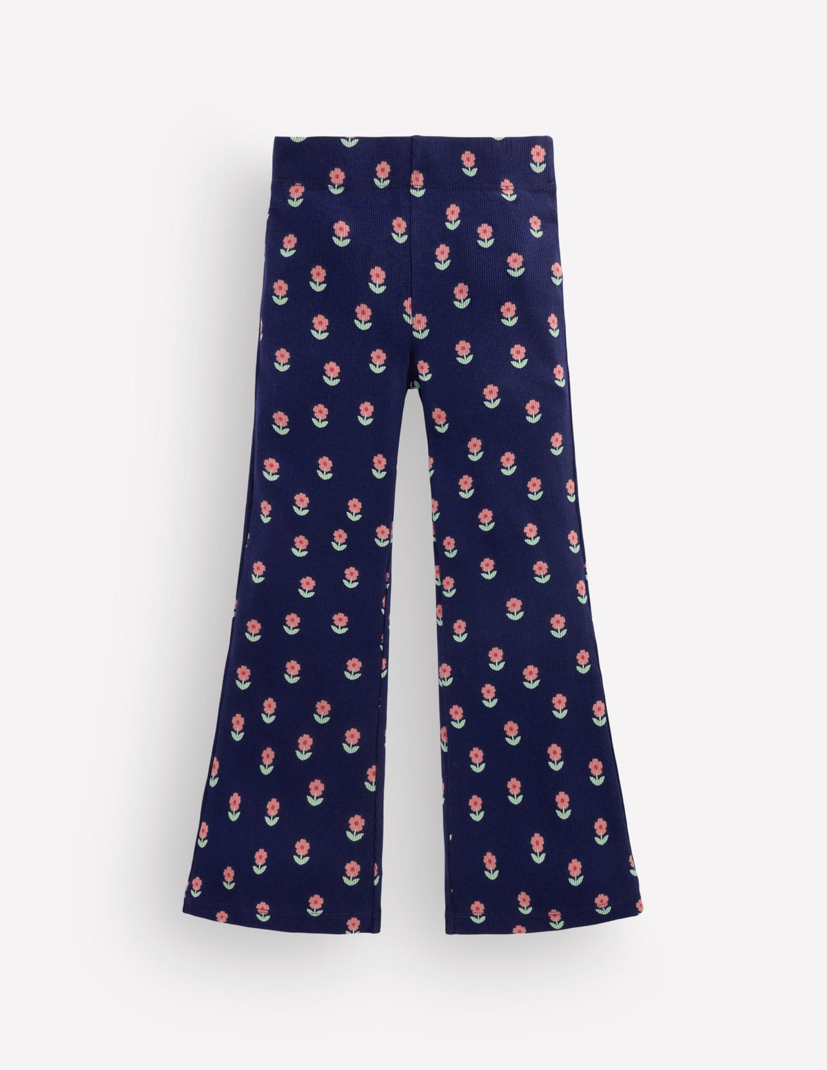 Gerippte, ausgestellte Leggings-Marineblau Blume - Image 1