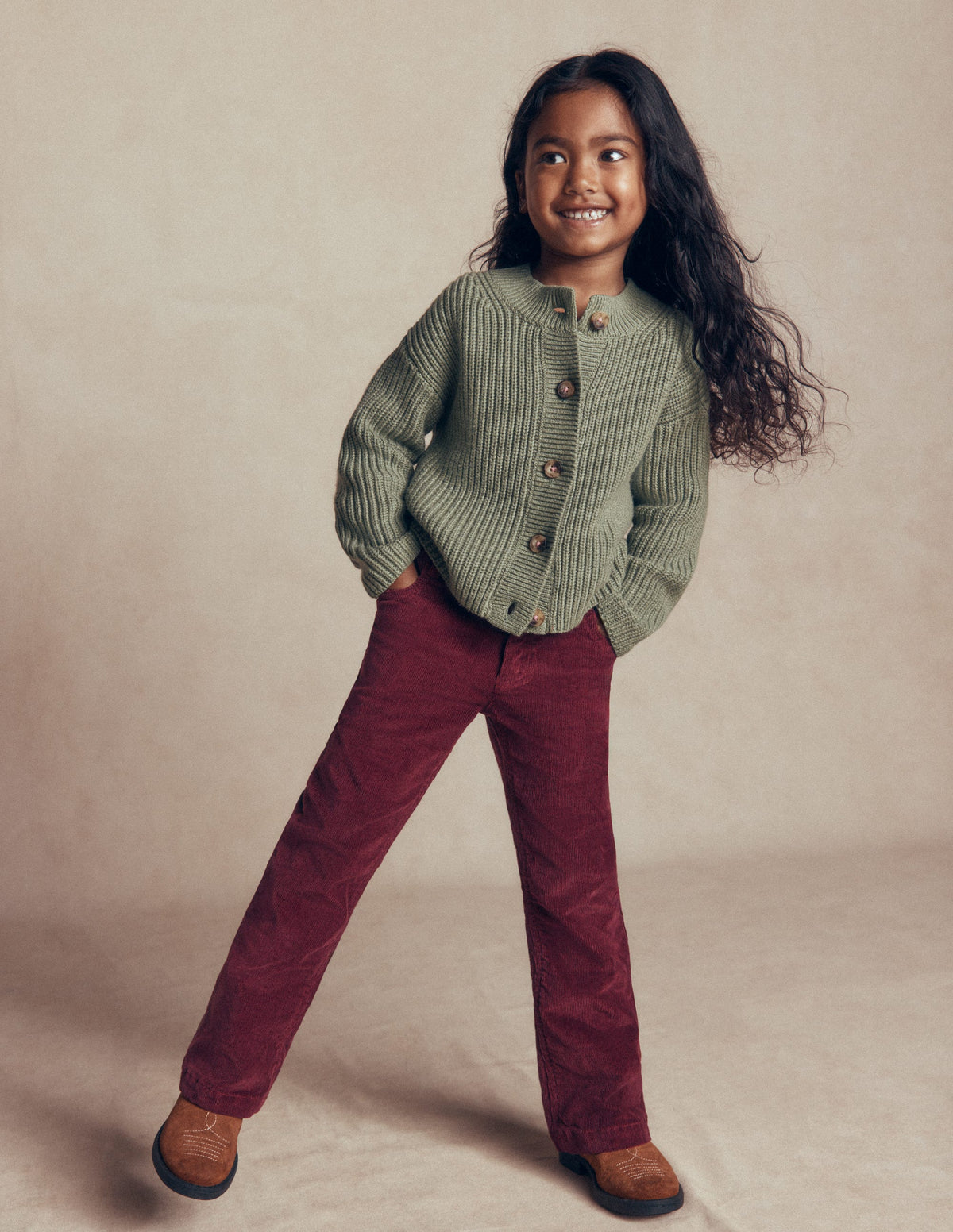 Jeans mit leichtem Schlag-Dunkelviolett, Cord-1