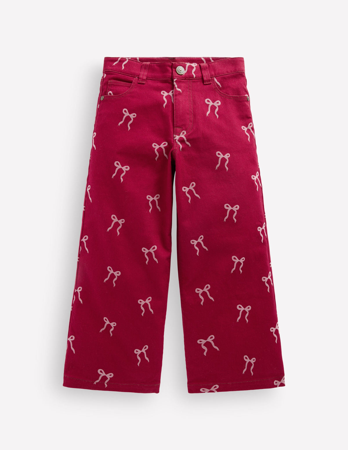 Jeans mit weitem Bein-Rubinrot Beflockte Schleife-1