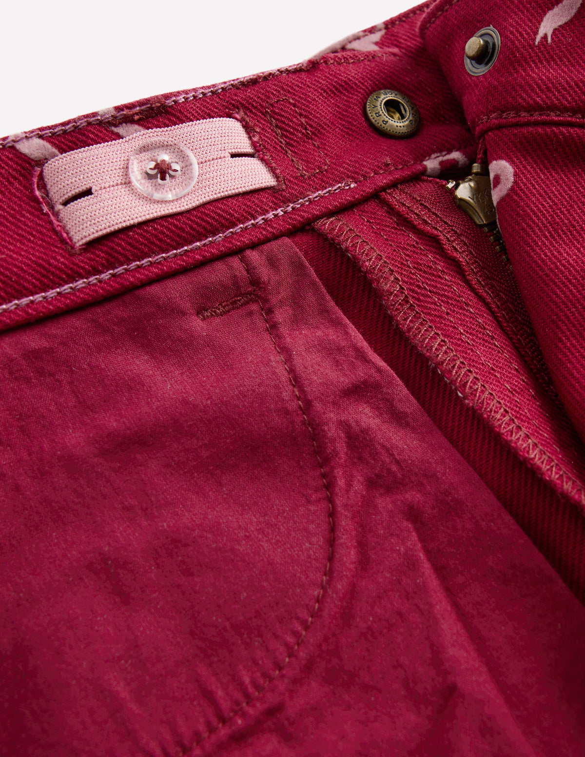 Jeans mit weitem Bein-Rubinrot Beflockte Schleife-4