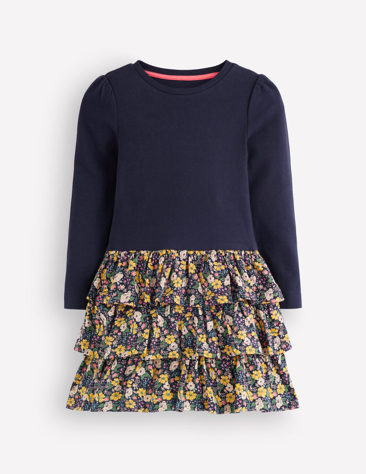 Cora RaRa Jerseykleid-Blau Geblümt