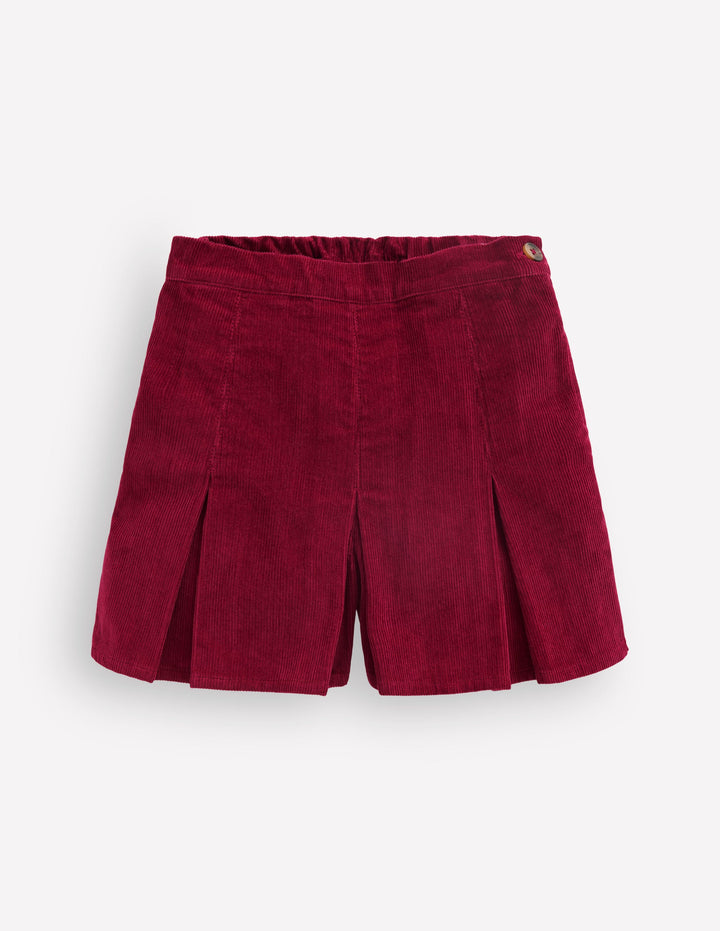 Plissierter Skort-Rubinrot Cord