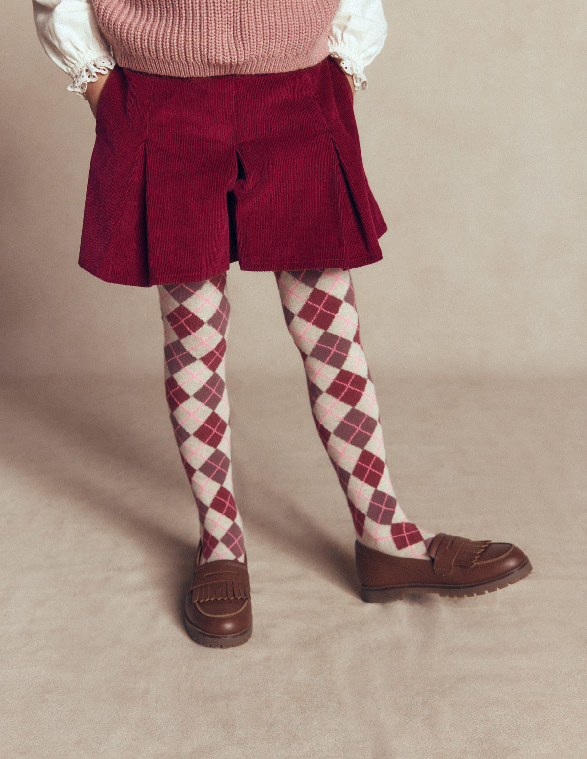 Plissierter Skort-Rubinrot Cord - Image 2