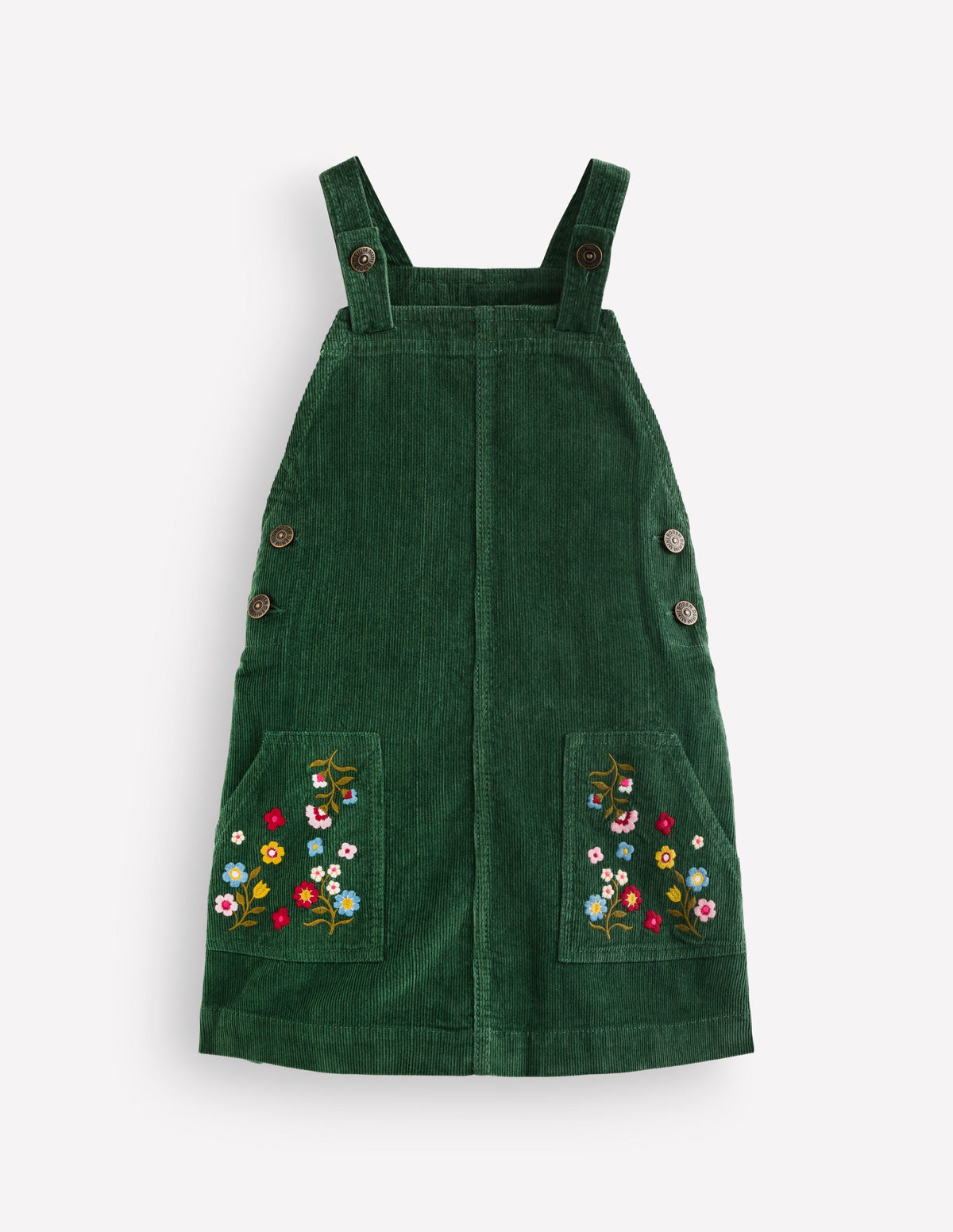 Adeline Latzkleid in A-Linie-Grün Blumenmuster Cord - Image 1