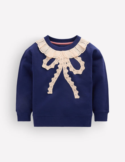 Bobbie Sweatshirt mit Applikation-Marineblau Spitzenschleife