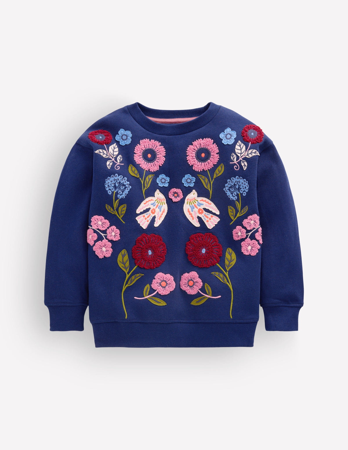 Sweat Bobbie à appliqué-Oiseau placé bleu marine-2
