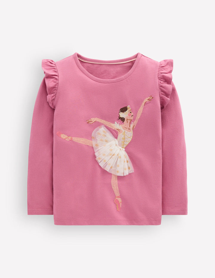 Langarmshirt mit Superstich-Design-Rosa Ballerina
