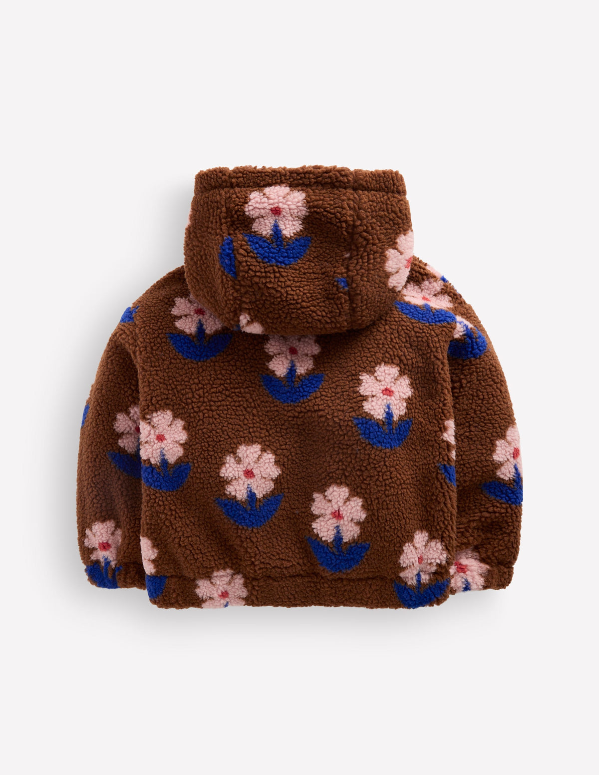 Lockere Teddyfelljacke mit Reißverschluss-Schildpatt Blumenstempel-2