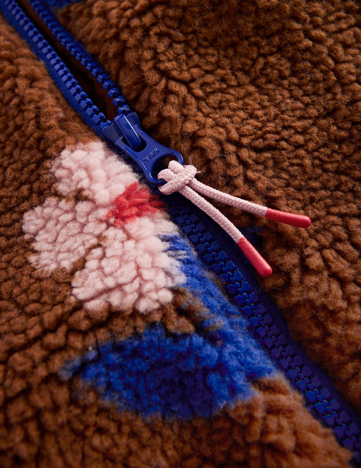 Lockere Teddyfelljacke mit Reißverschluss-Schildpatt Blumenstempel - Image 3