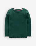 Geripptes Langarmshirt-See Moosblau