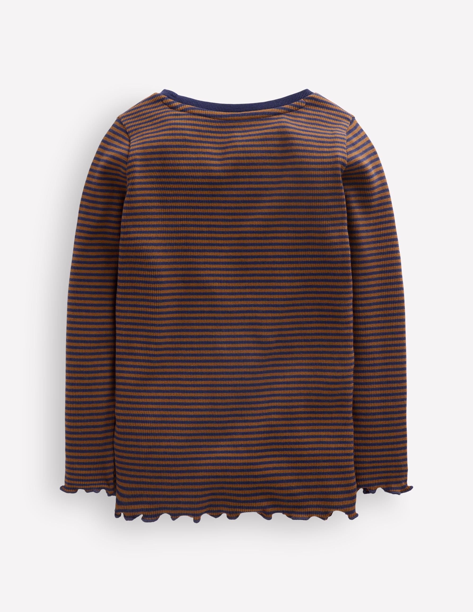 Geripptes Langarmshirt-Marineblau/Camel Streifen - Image 2