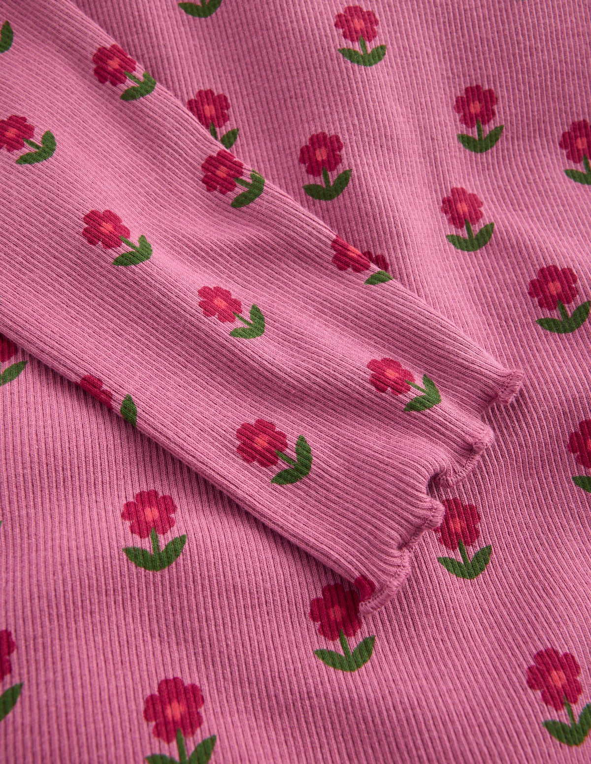 Geripptes Langarmshirt-Pink Geblümt - Image 2