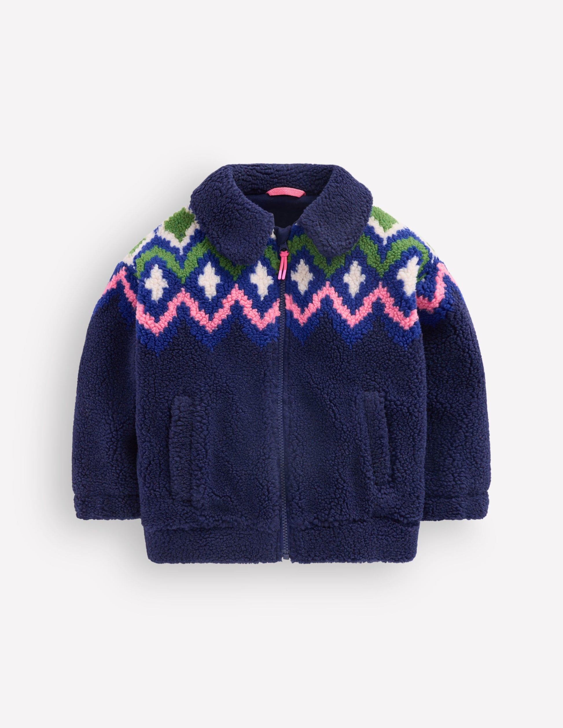 Teddyfelljacke mit Kragen-Navy mit Fair Isle-3