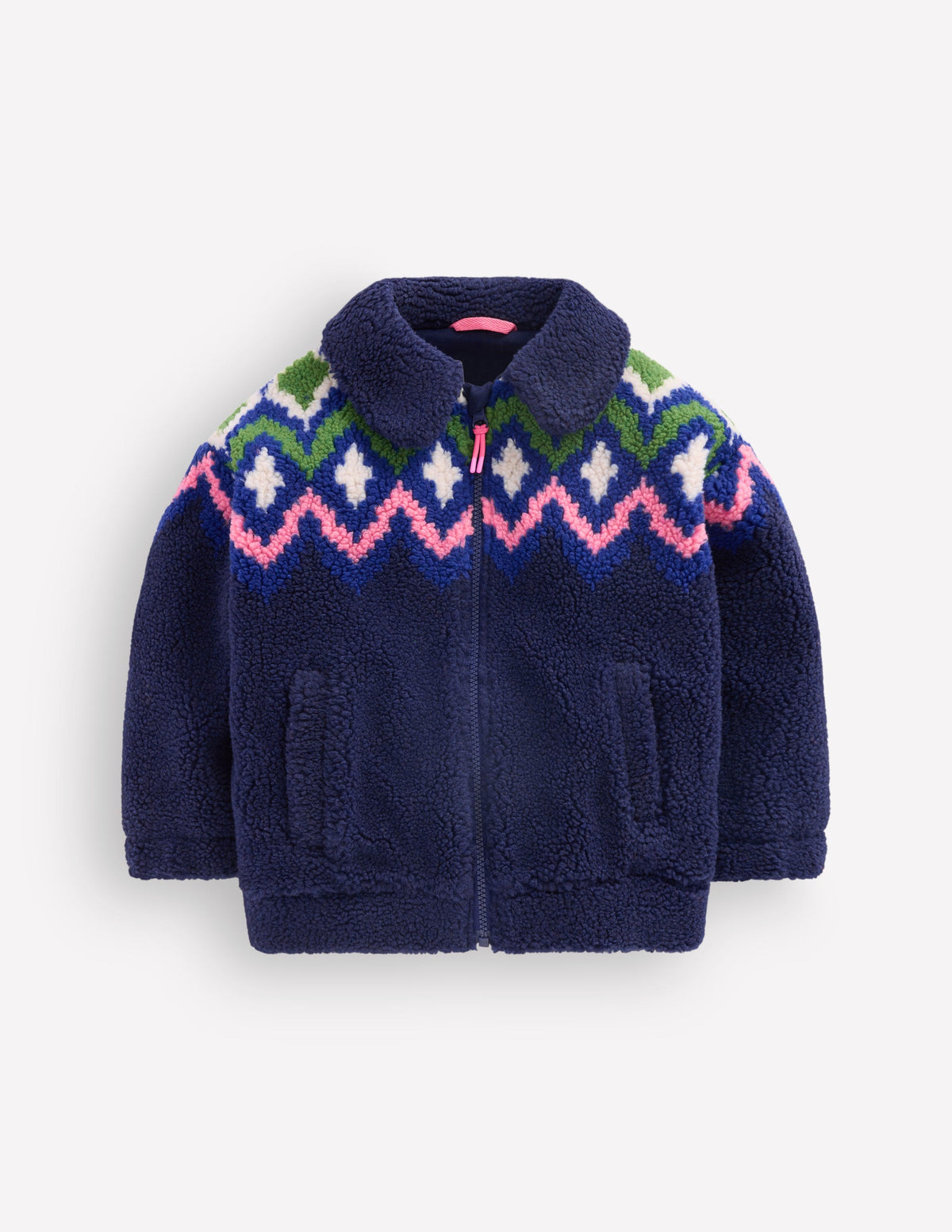 Teddyfelljacke mit Kragen-Navy mit Fair Isle - Image 3