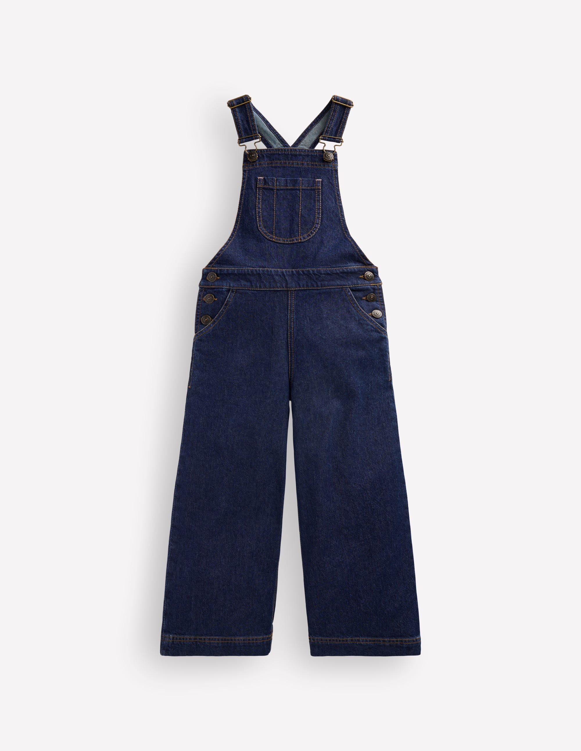Wide Leg Dungarees-Dark Wash Denim - Image 1