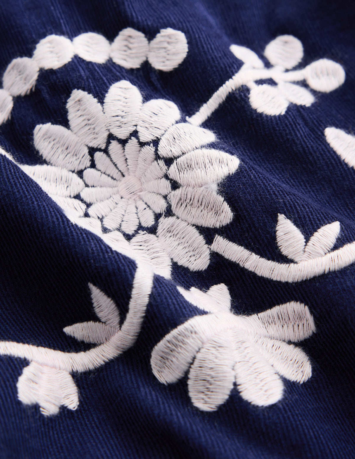 Robe Celia à manches évasées-Broderie en velours côtelé bleu marine - Image 3