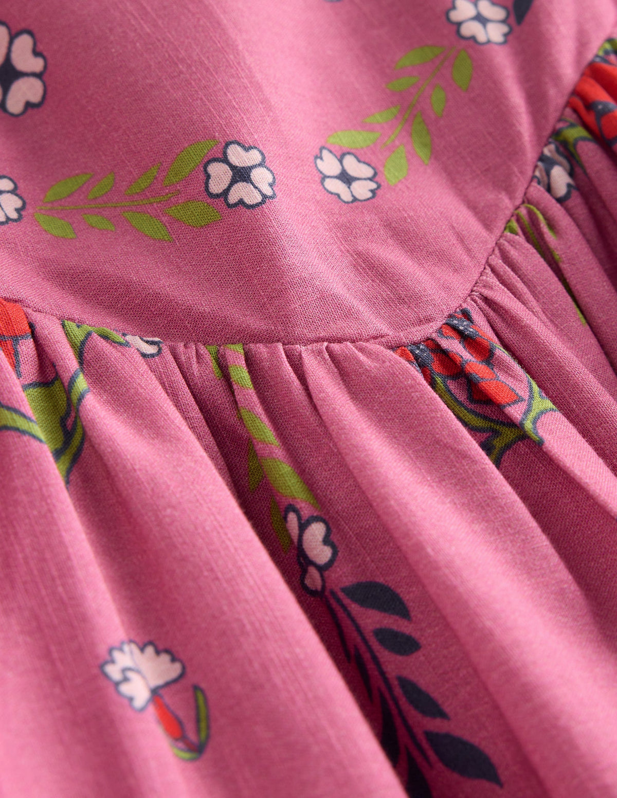 Celia Kleid mit Flügelärmeln-Rosa Pfauenmuster-3