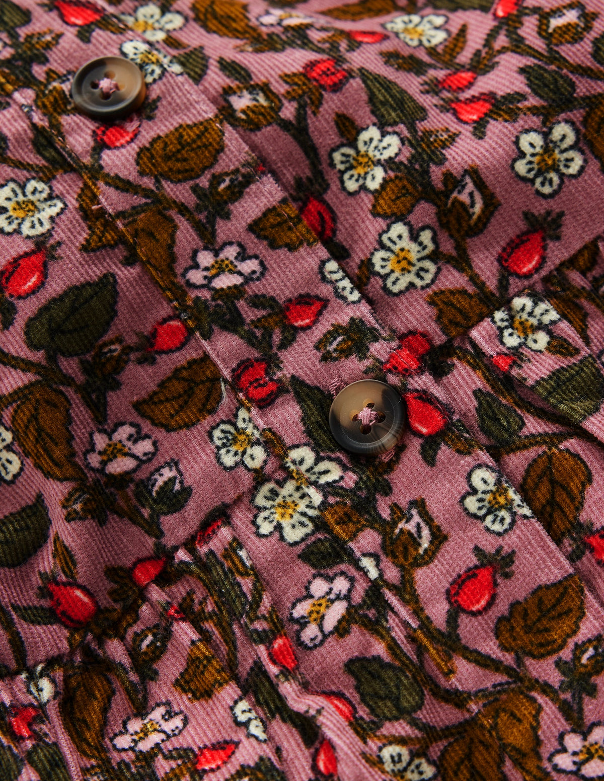Betsy Gewebtes Kleid mit Puffärmeln-Rosa Blumenmuster Cord - Image 2