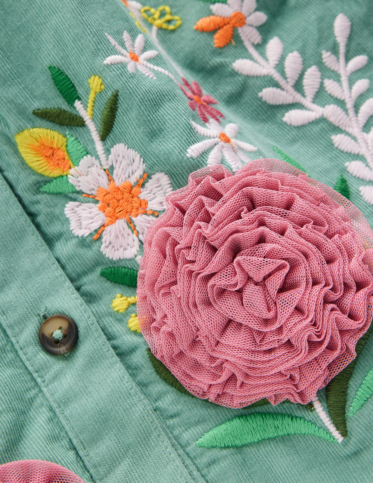 Betsy Gewebtes Kleid mit Puffärmeln-Eukalyptus Cord - Image 2