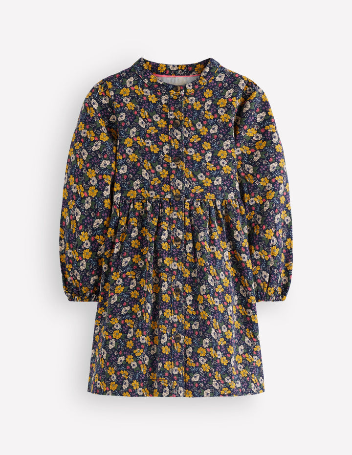 Betsy Gewebtes Kleid mit Puffärmeln-London-Stickerei