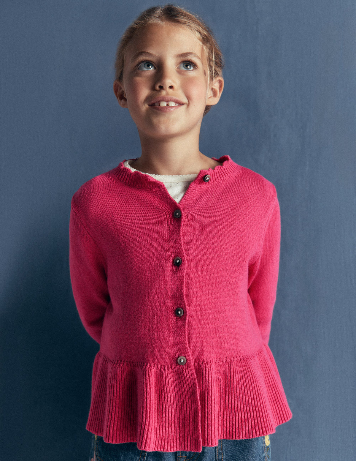 Hübsche Strickjacke mit Schößchen-Winter Puderrosa - Image 2