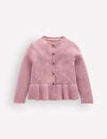 Hübsche Strickjacke mit Schößchen-Rosa Glitzer