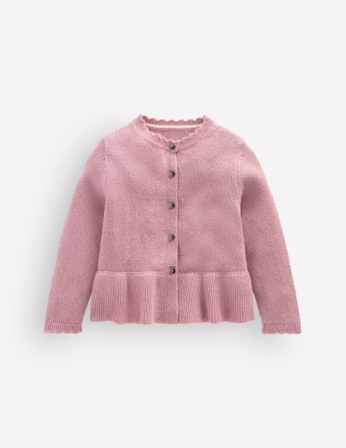 Hübsche Strickjacke mit Schößchen-Rosa Glitzer-1