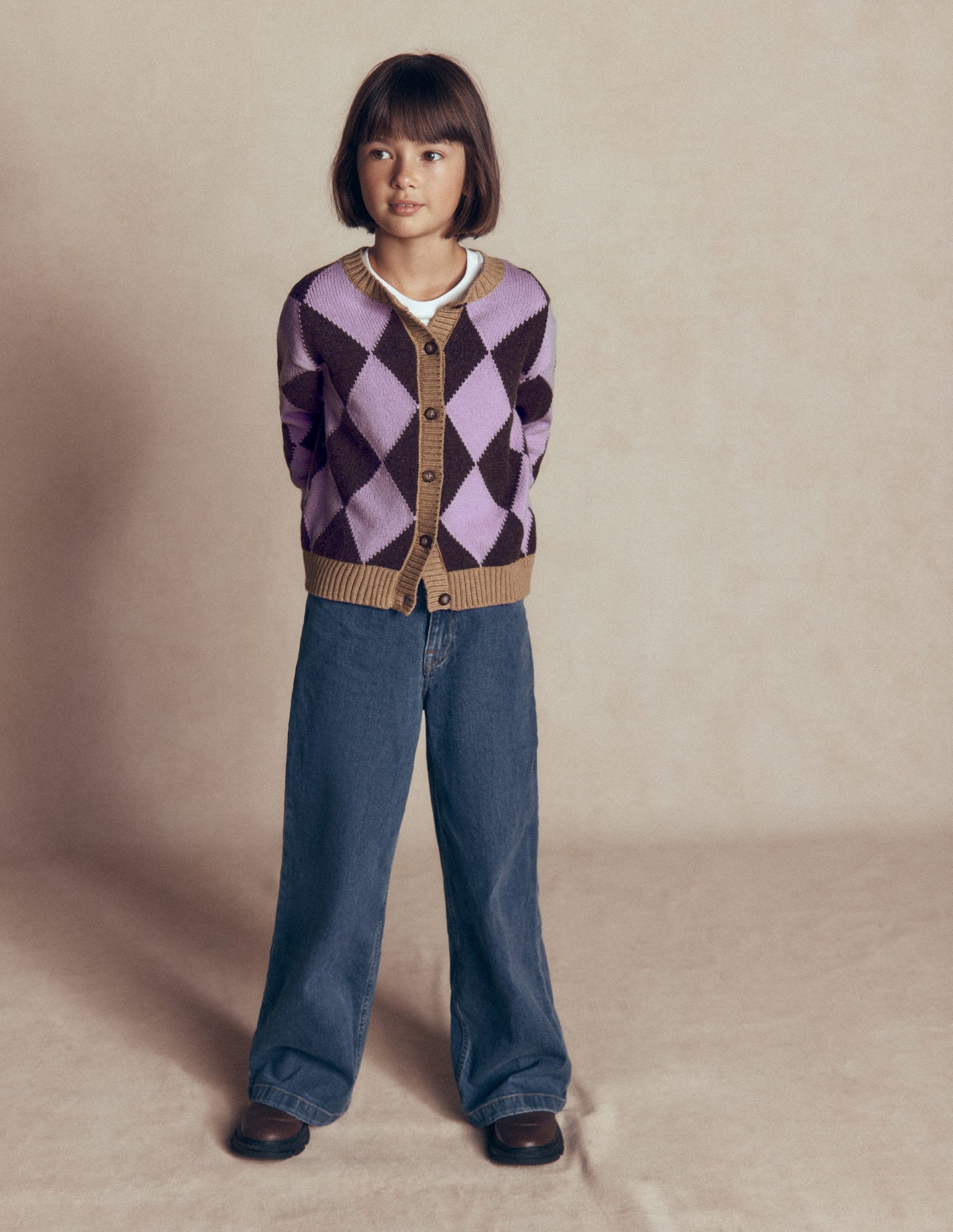 Cardigan fun-Motif argyle violet-1