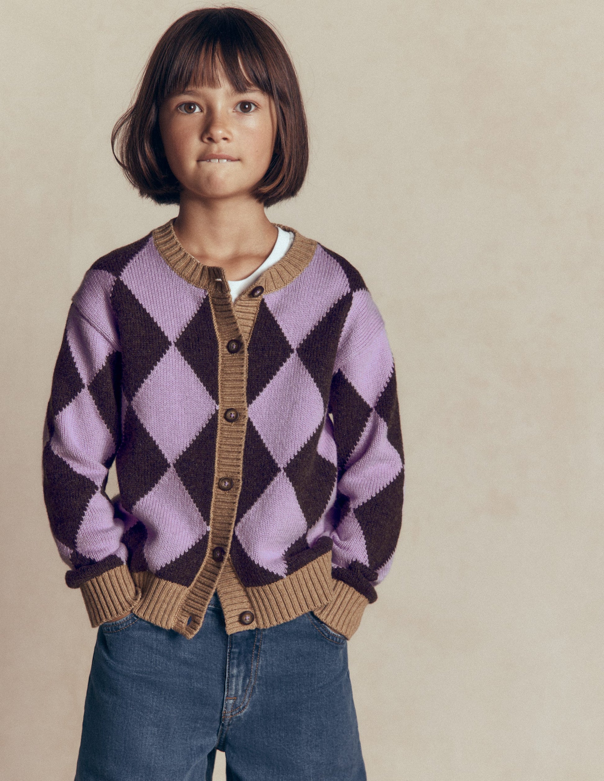 Cardigan fun-Motif argyle violet-2