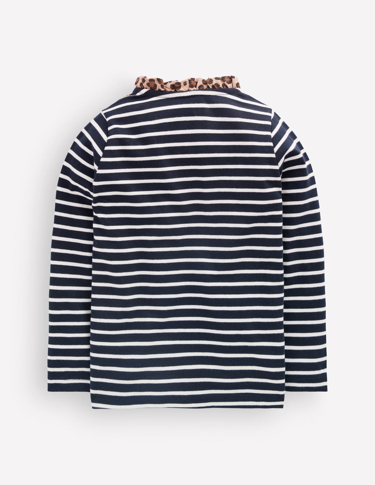 Bretonshirt mit Rüschenausschnitt-Marineblau/Sanftes Naturweiß Streifen - Image 3