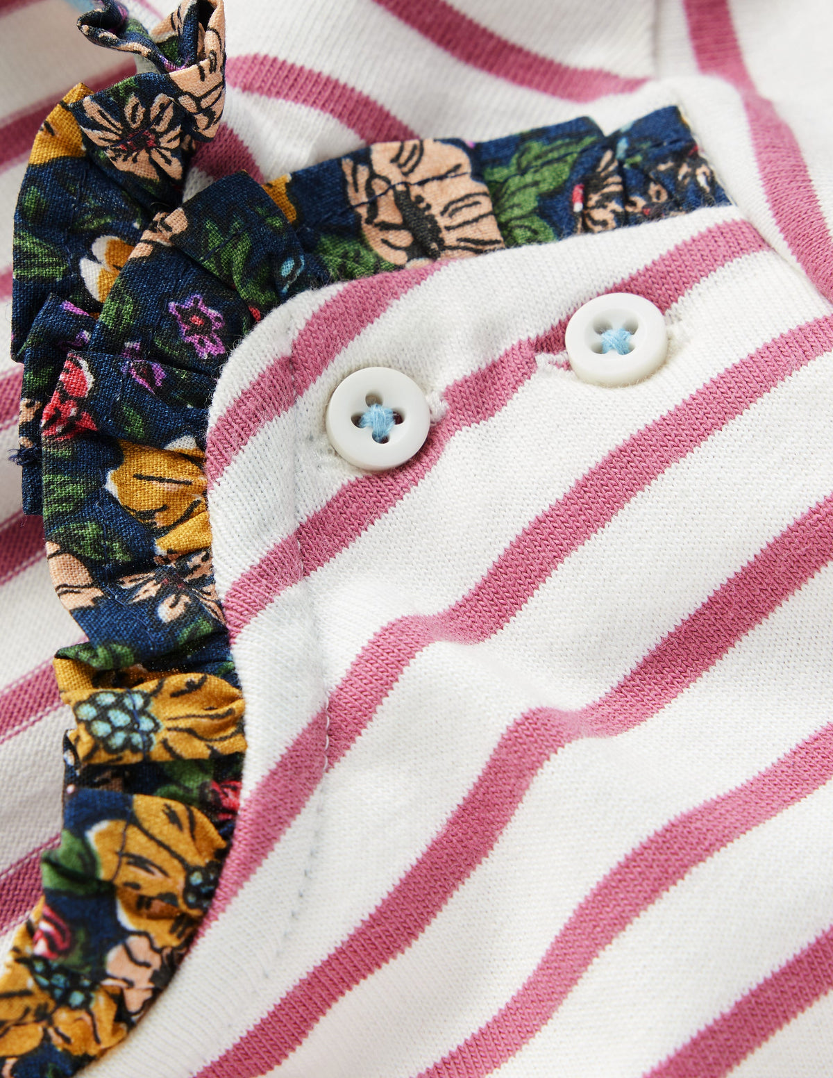 Bretonshirt mit Rüschenausschnitt-Rosa mit Streifen - Image 2