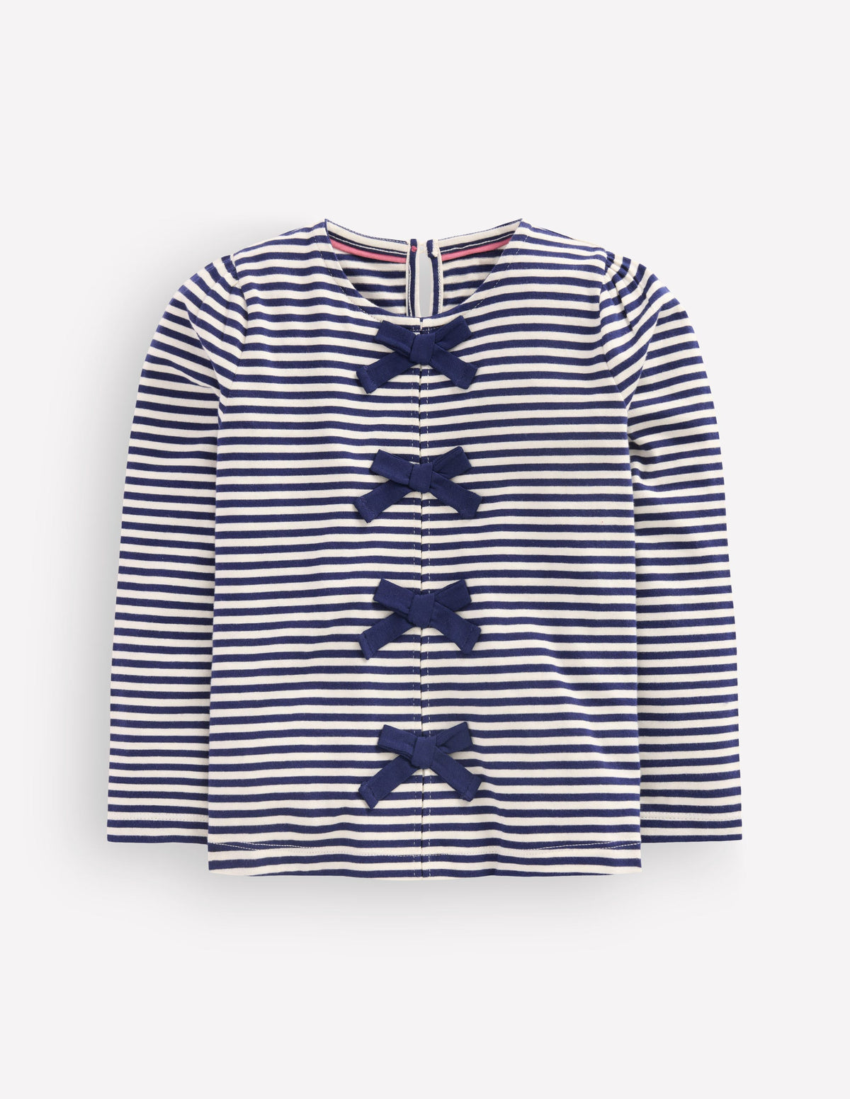 Rib Bow Trim Top-Navy Stripe - Image 2