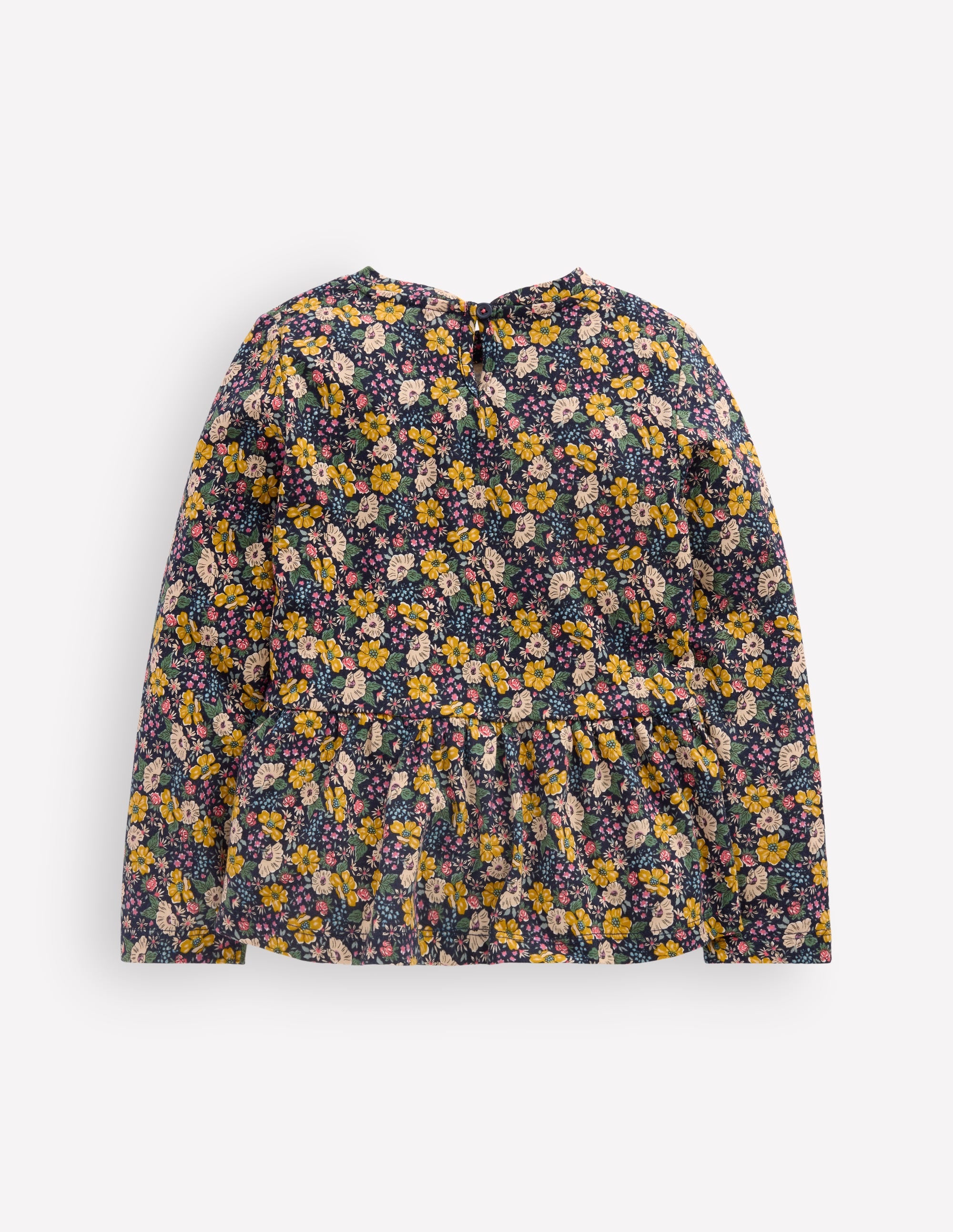Long Sleeve Peplum Top-Navy Floral - Image 3