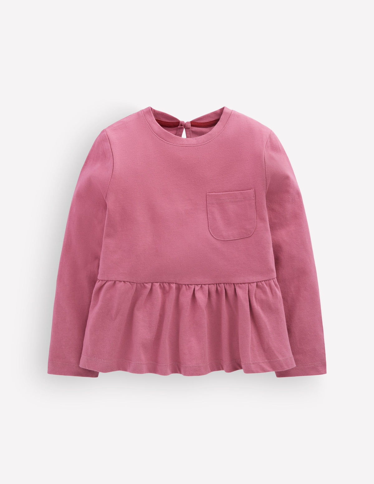 Long Sleeve Peplum Top-Pink Heather - Image 1