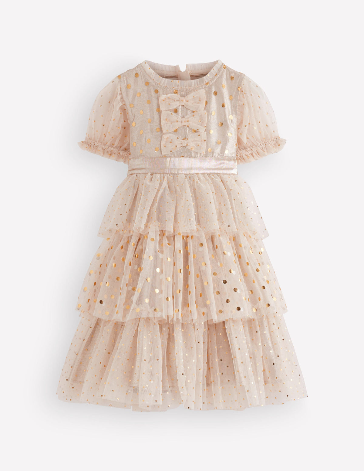 Robe de fête métallisée en tulle-Doré-3