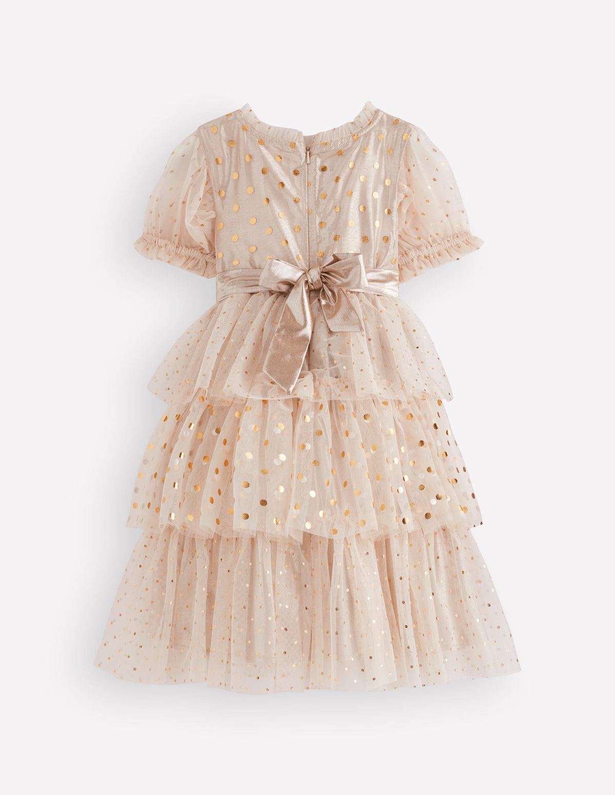 Robe de fête métallisée en tulle-Doré-4