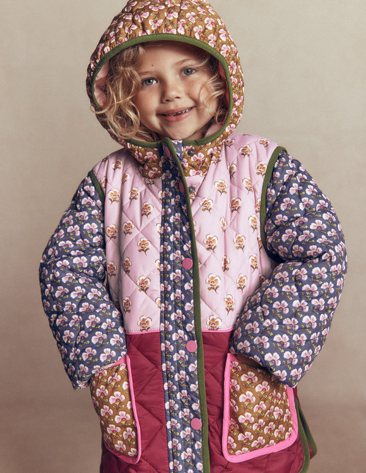 Lange Steppjacke-Kuddelmuddel Blumenmuster