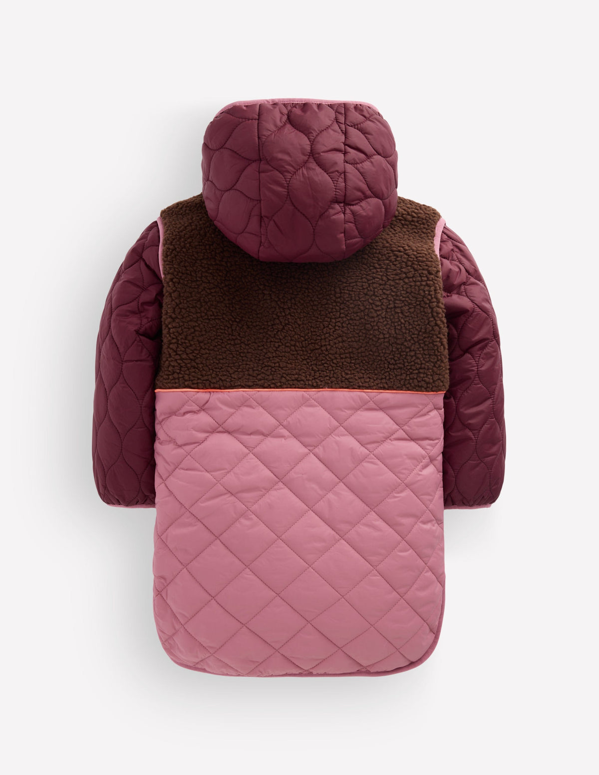 Lange Steppjacke-Sattes Weinrot Bunt-2